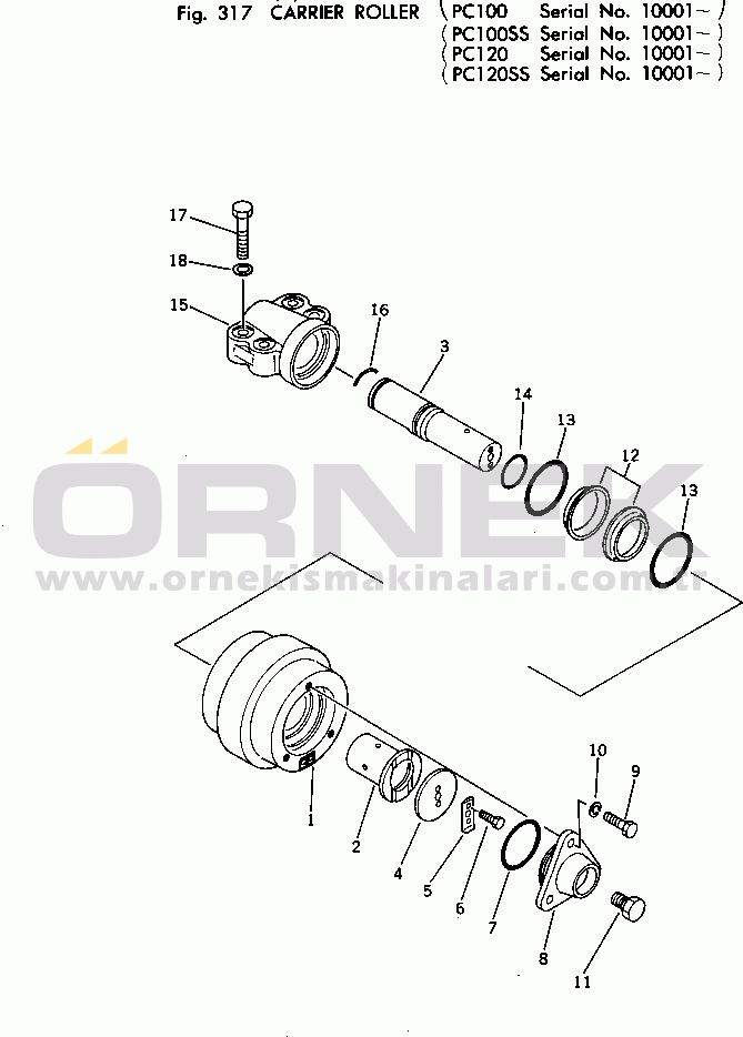 Komatsu PC120-1 S/N 10001-UP CARRIER ROLLER