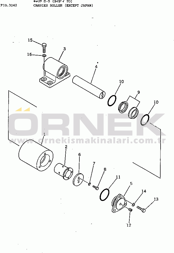 Komatsu PC120-3 S/N 18001-UP (For U.S.A.) CARRIER ROLLER (EXCEPT JAPAN)