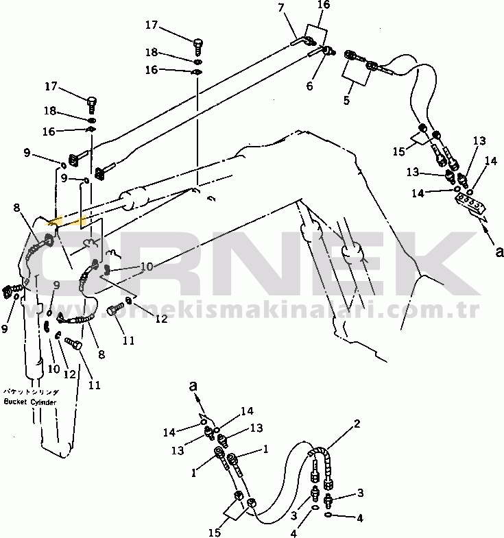 Komatsu PC120-3 S/N 18001-UP (A.B.D İçin) HYDRAULIC PIPING (2/2) (FOR 2-PIECE BOOM)