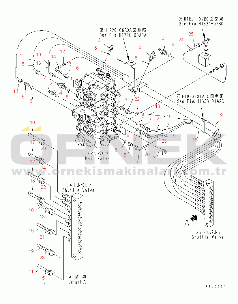 Komatsu PC120-6E0 S/N 70001-UP (SAA4D102E-2 (Emission) Eng. Installed) VALVE PIPING (PILOT)