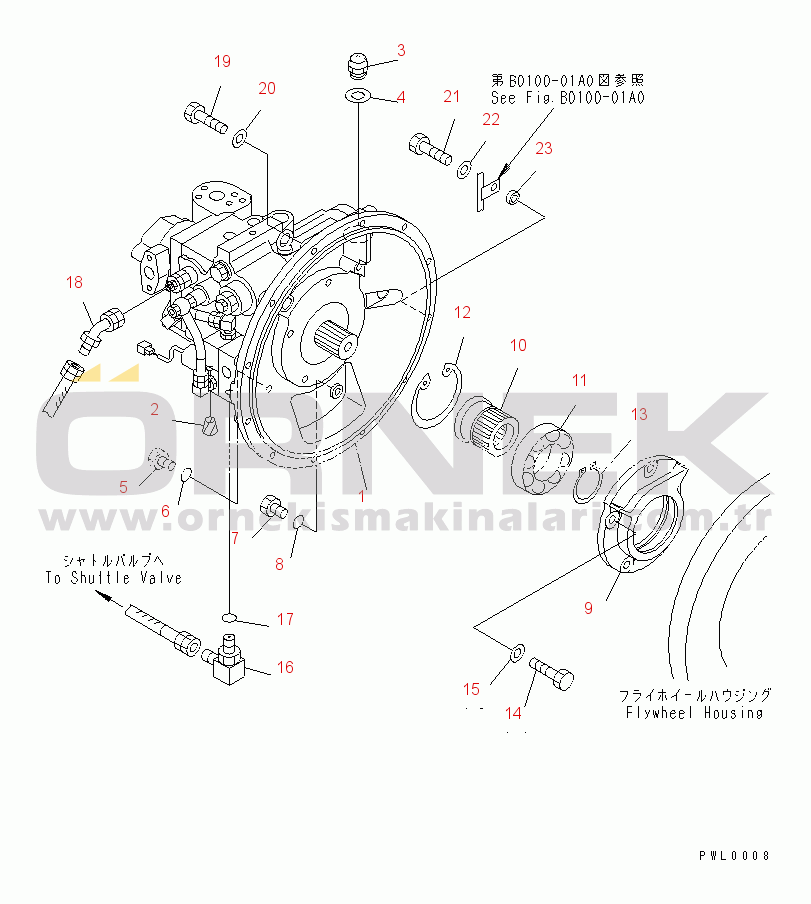 Komatsu PC120-6Z S/N 45001-UP MAIN PUMP (PUMP¤ FILLER AND COUPLING)(#60749-65054)