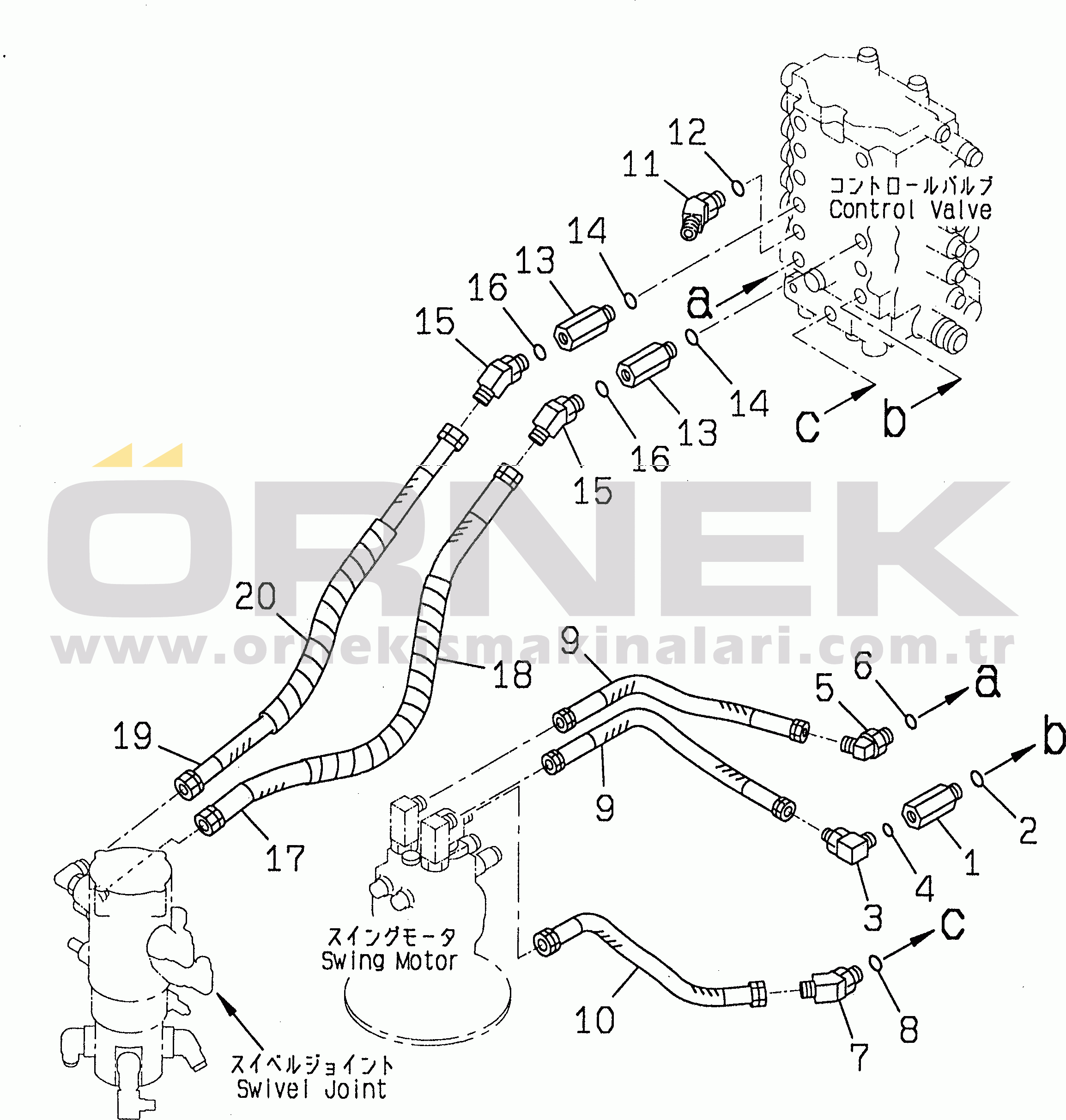 Komatsu PC120-6Z S/N 45001-UP VALVE PIPING (SWING AND TRAVEL)(#45001-56999)
