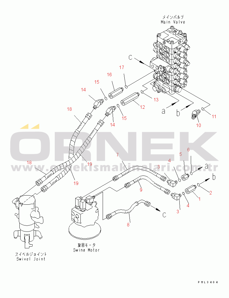 Komatsu PC120-6Z S/N 45001-UP VALVE PIPING (SWING AND TRAVEL)(#57000-)