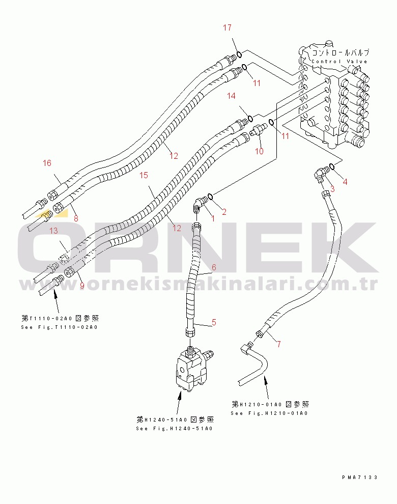 Komatsu PC120-6Z S/N 45001-UP VALVE PIPING (BOOM¤ ARM AND BUCKET)(#50201-56999)