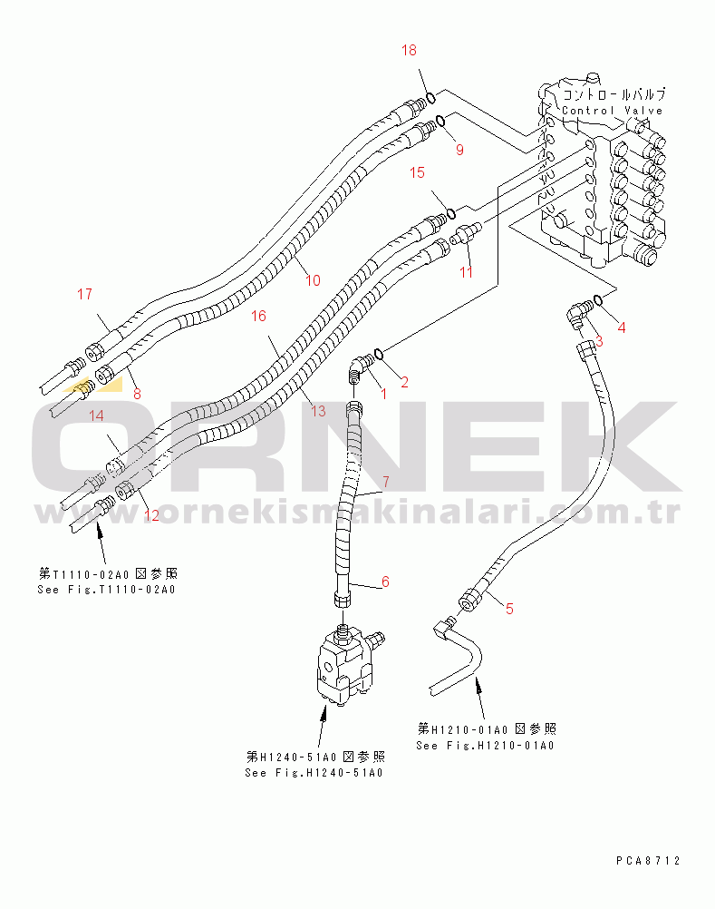 Komatsu PC120-6Z S/N 45001-UP VALVE PIPING (BOOM¤ ARM AND BUCKET)(#47703-56999)