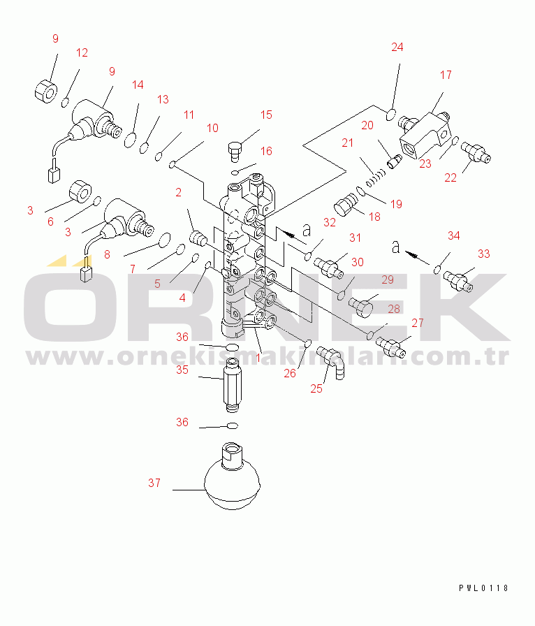 Komatsu PC120-6Z S/N 45001-UP SOLENOID VALVE LINE (SOLENOID VALVE) (ATTACHMENT) (2-SPEED TRAVEL)(#60968-66114)
