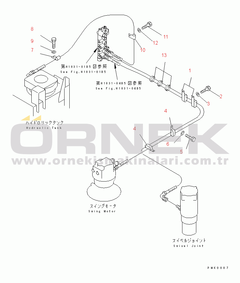 Komatsu PC120-6Z S/N 45001-UP SOLENOID VALVE LINE (SOLENOID VALVE PIPING CLIP) (2-SPEED TRAVEL)(#53011-56999)