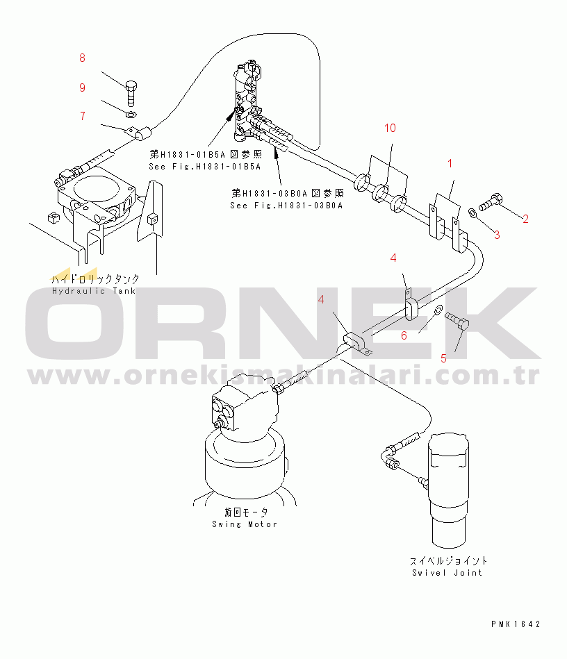 Komatsu PC120-6Z S/N 45001-UP SOLENOID VALVE LINE (SOLENOID VALVE PIPING CLIP) (2-SPEED TRAVEL)(#57000-)