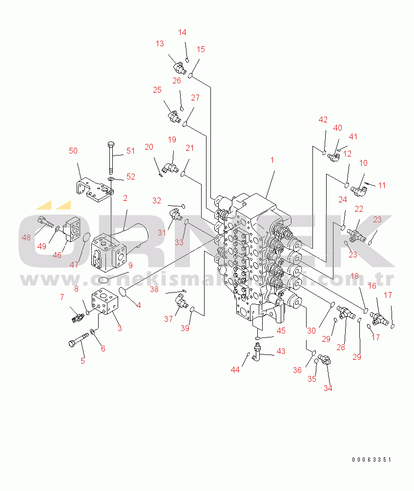 Komatsu PC1250-8 S/N 30001-30157 (ecot3) MAIN VALVE (NO.1 VALVE AND JOINT PARTS)(#30052-)