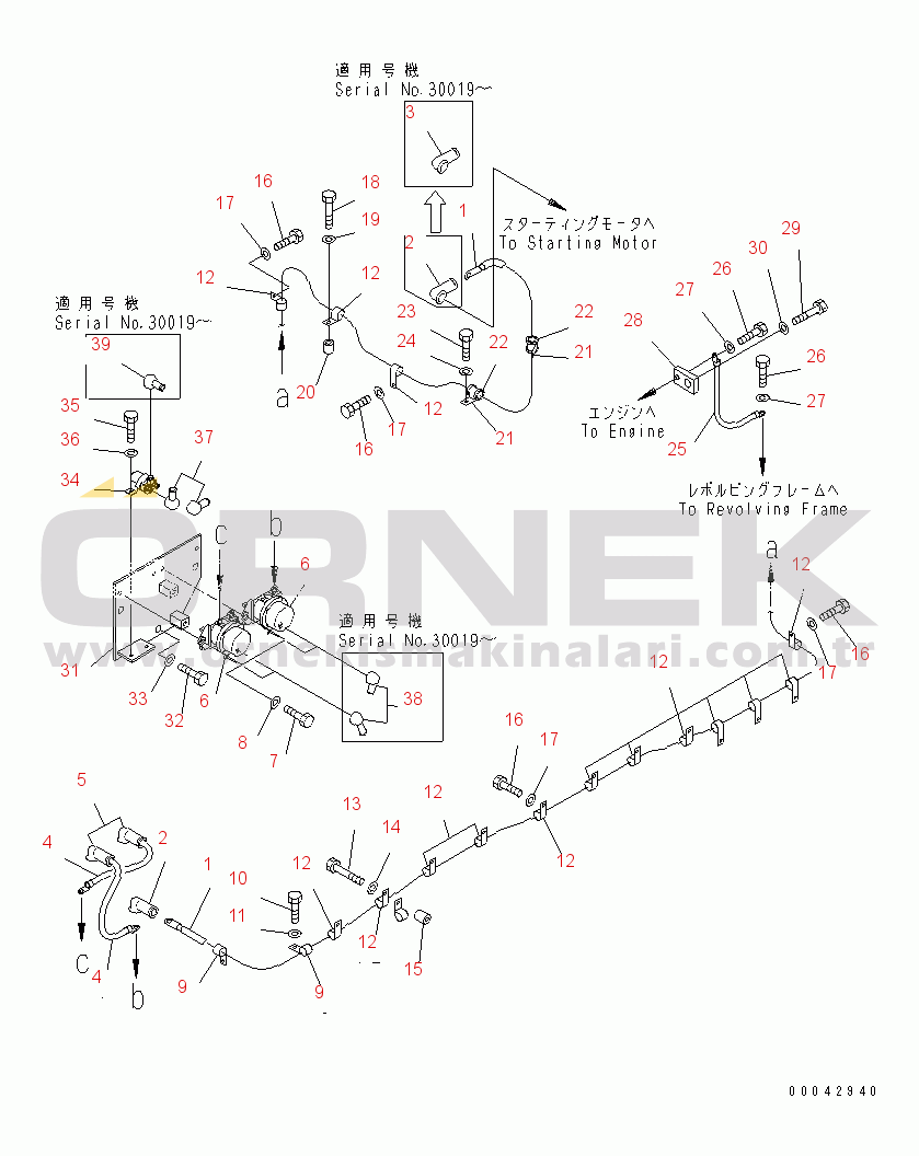 Komatsu PC1250LC-8 S/N 30001-30157 (ecot3, For LC) WIRING (STARTING HARNESS)(#30001-30021)