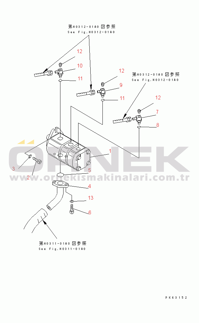Komatsu PC12R-8 S/N 10001-UP HYDRAULIC PUMP AND RELATED PARTS