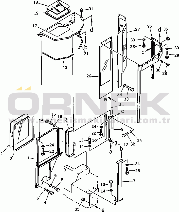 Komatsu PC12UU-1 S/N 1001-UP CAB (1/2) (R.H. WINDOW¤ ROOF AND CHAMBERS)