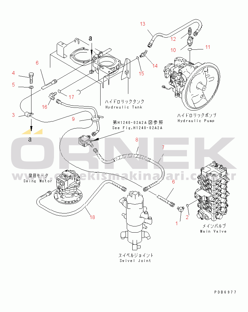 Komatsu PC130-6E0-T2 S/N 60001-UP DRAIN LINE (WITH BOOM AND ARM LOCK VALVE)