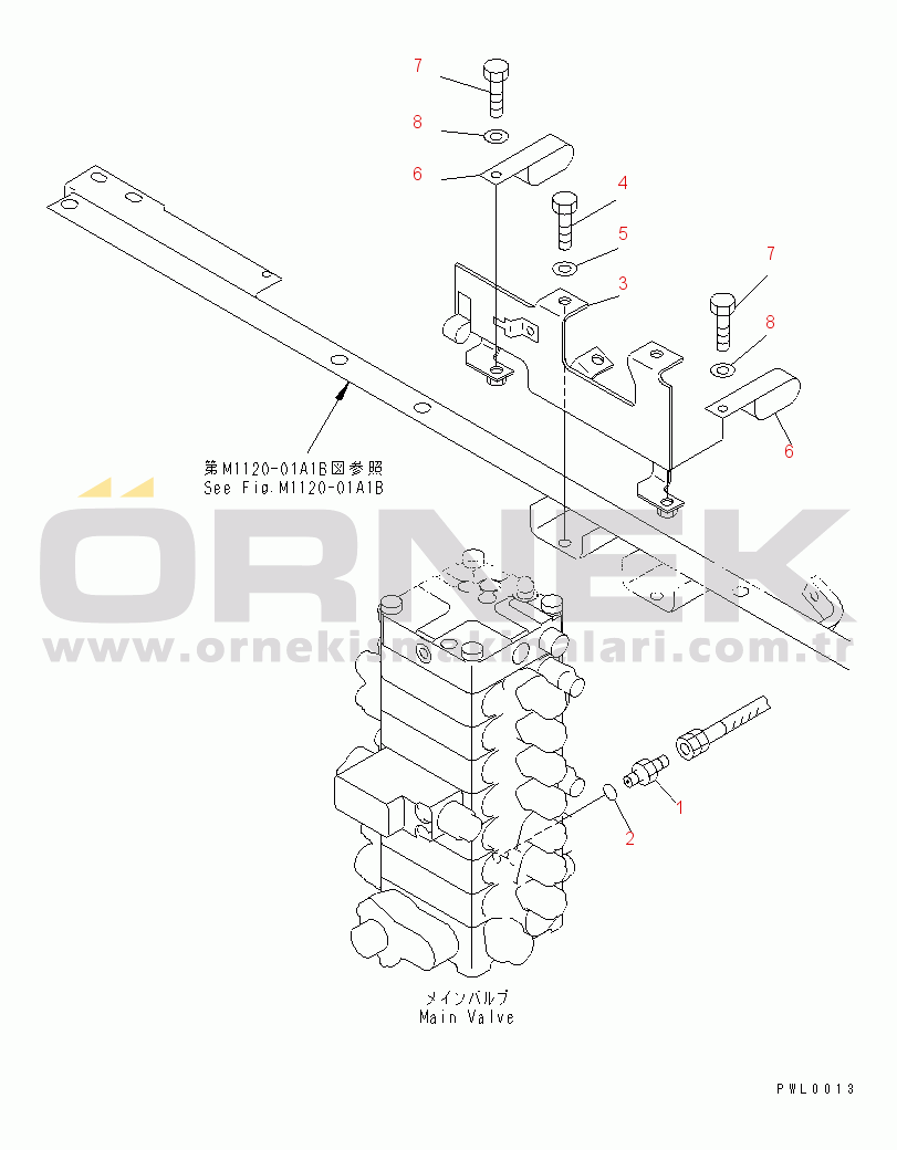 Komatsu PC130-6E0-T2 S/N 60001-UP VALVE PIPING (DRAIN¤ PILOT BRACKET AND PILOT CLAMP)