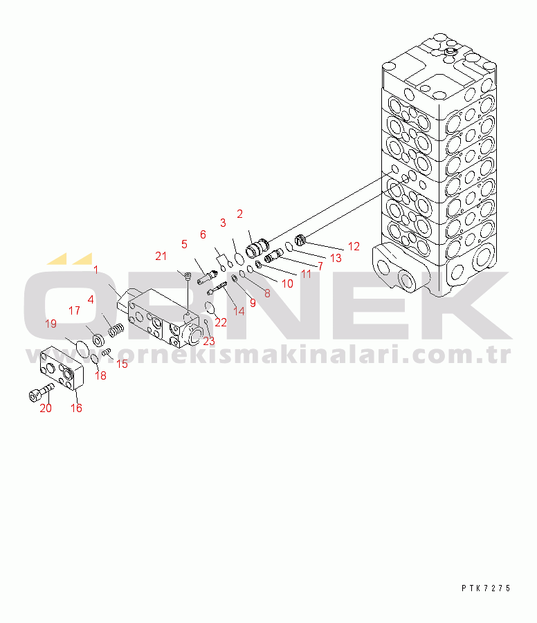 Komatsu PC138US-2-AC S/N 4501-UP MAIN VALVE (7-VALVE) (10/12) (FOR BLADE)