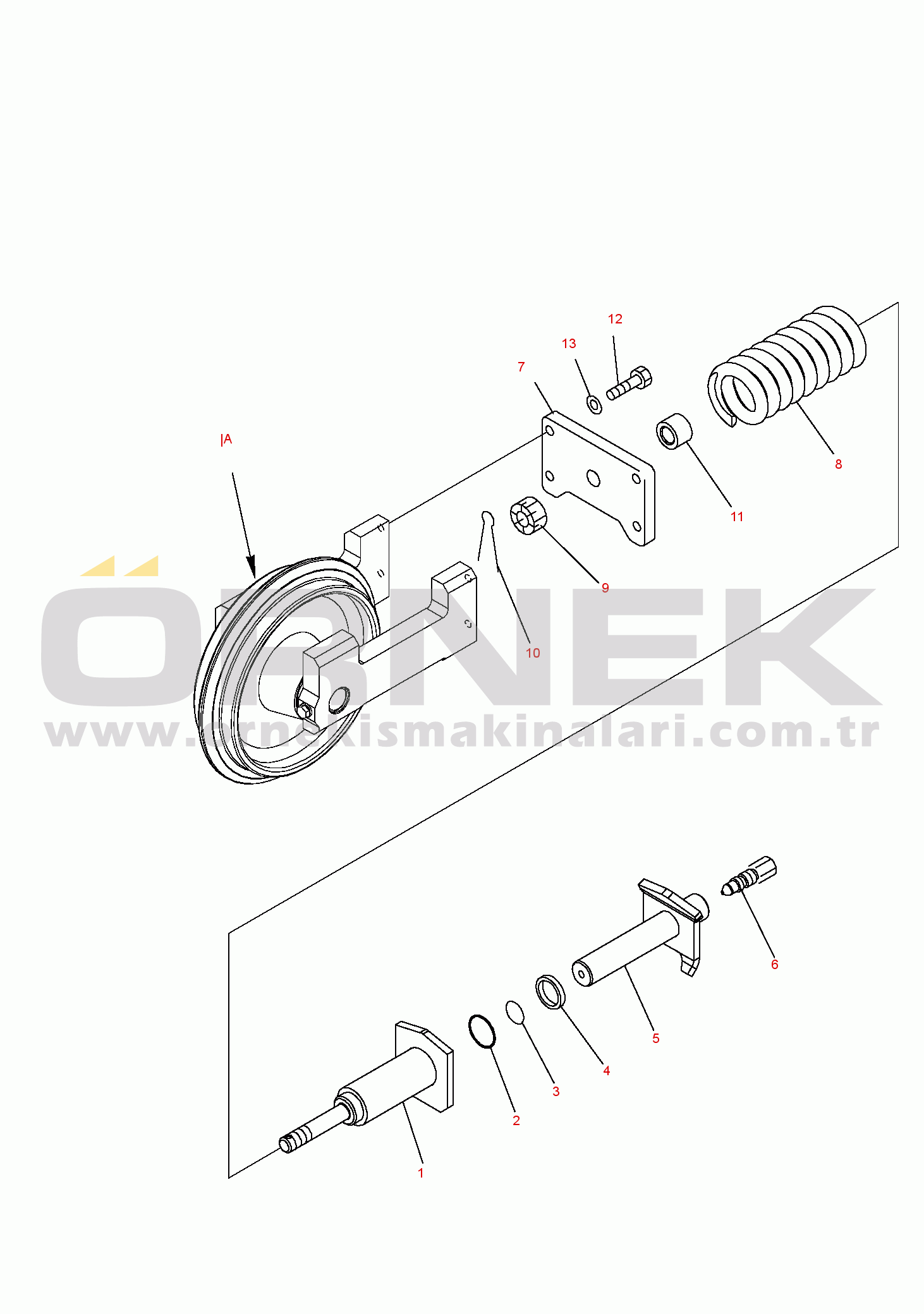 Komatsu PC14R-2 S/N F00003-UP IDLER CUSHION (FOR STEEL SHOE)