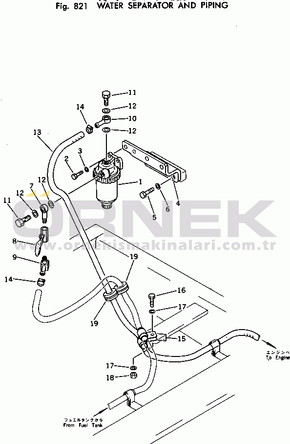 Komatsu PC150LC-1 S/N 1001-UP WATER SEPARATOR AND PIPING