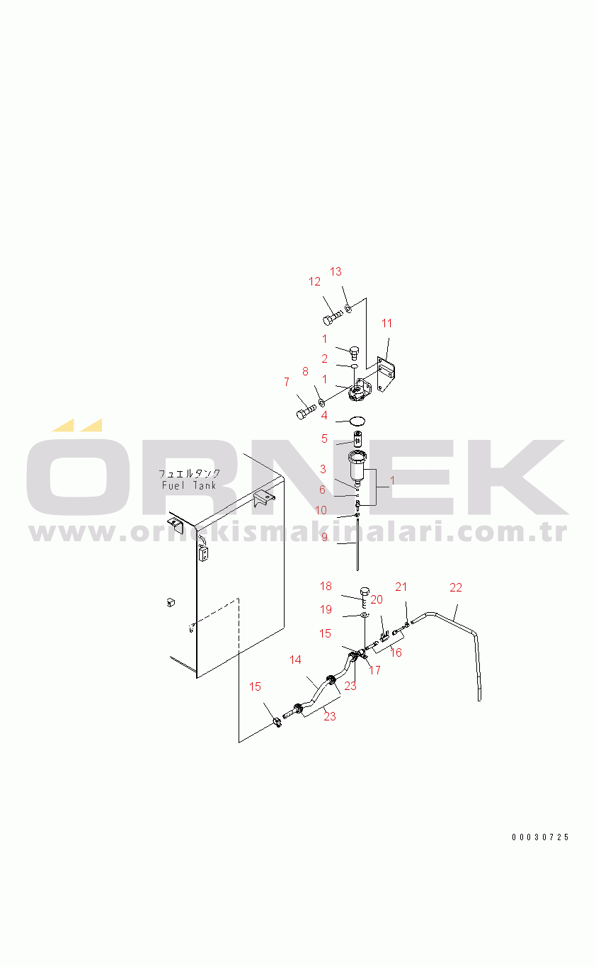 Komatsu PC160LC-7 S/N B20001 AND UP FUEL LINE (WATER SEPARATOR AND REMOTE DRAIN)
