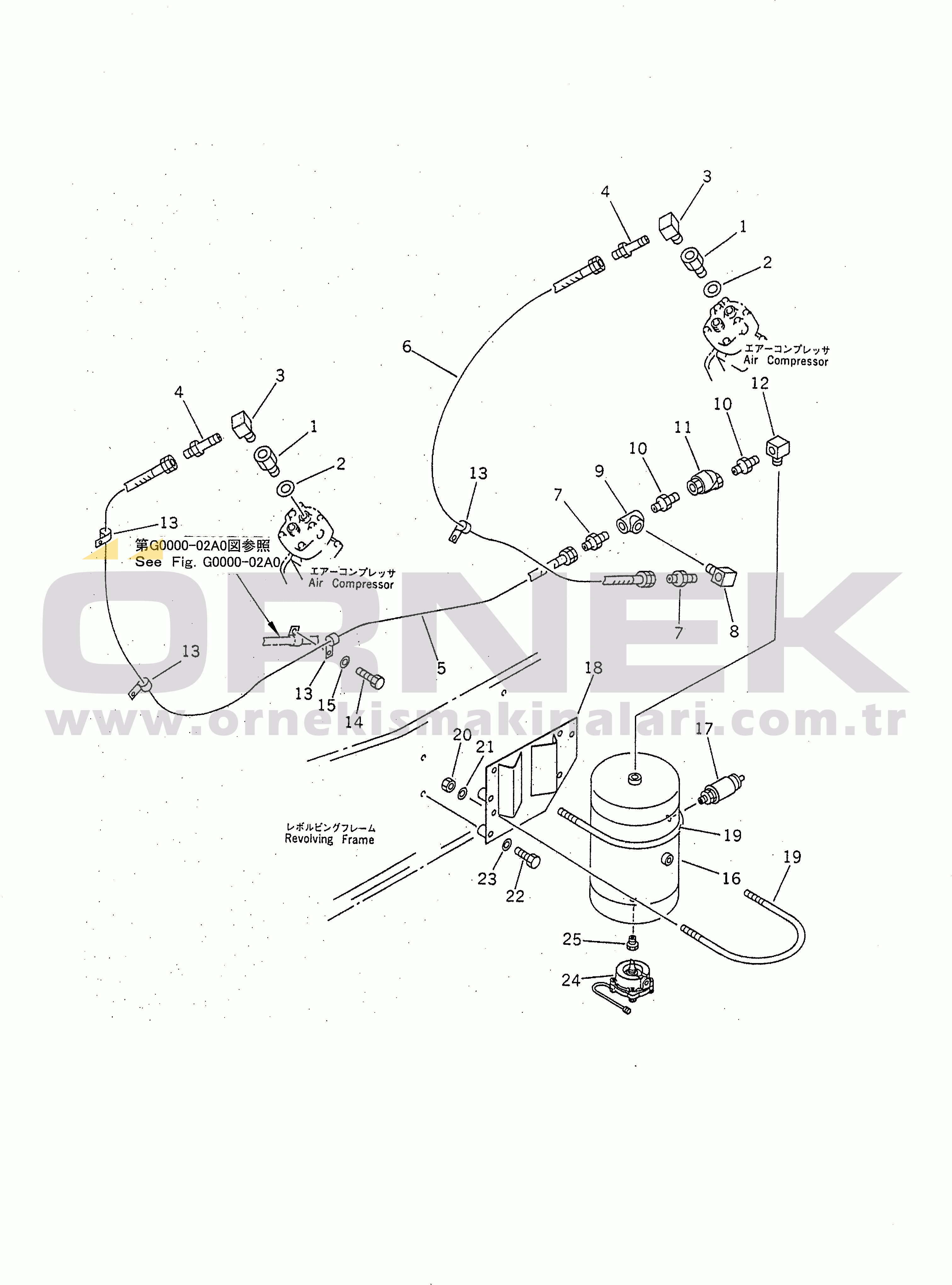Komatsu PC1600-1-A S/N 10001-UP AIR PIPING (COMPRESSOR TO TANK)