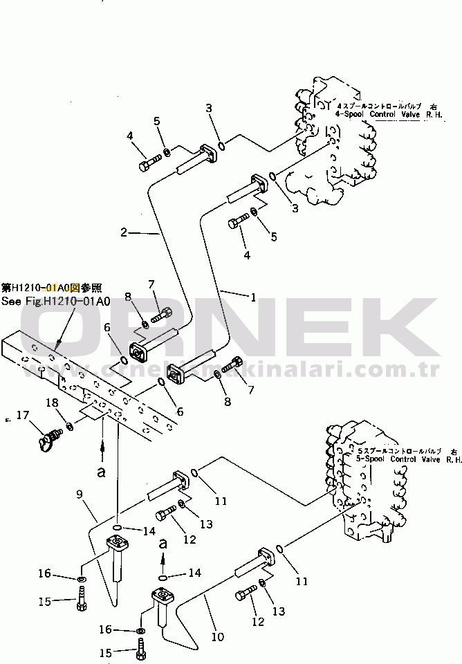 Komatsu PC1600-1-A S/N 10001-UP BUCKET CYLINDER PIPING (2/2)