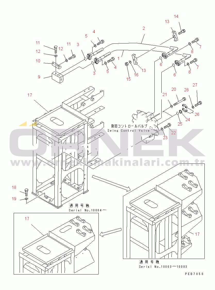 Komatsu PC1600-1-A S/N 10001-UP SWING MOTOR PIPING (1/2)
