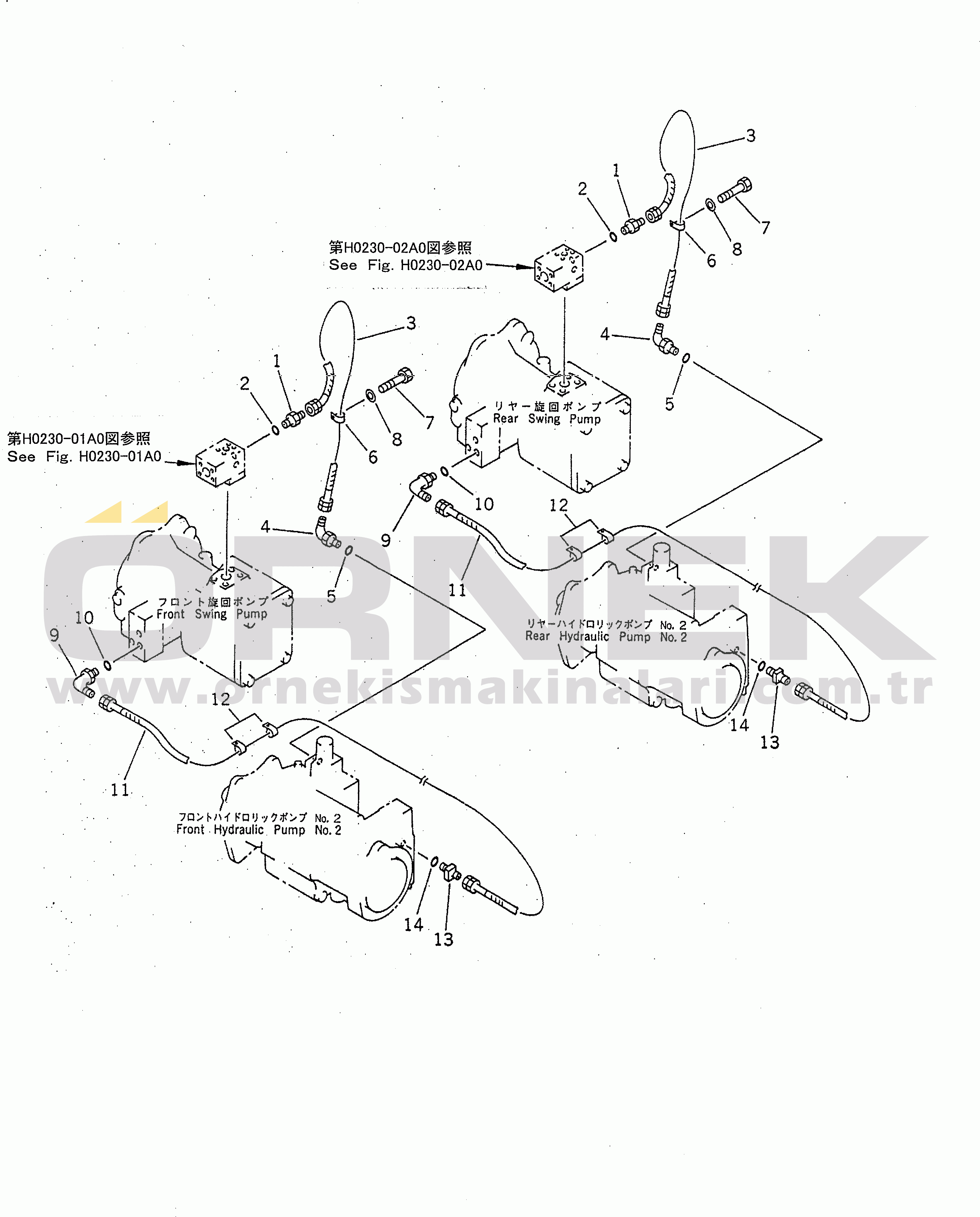 Komatsu PC1600-1-A S/N 10001-UP OLSS PIPING (2/6)(#10001-10046)