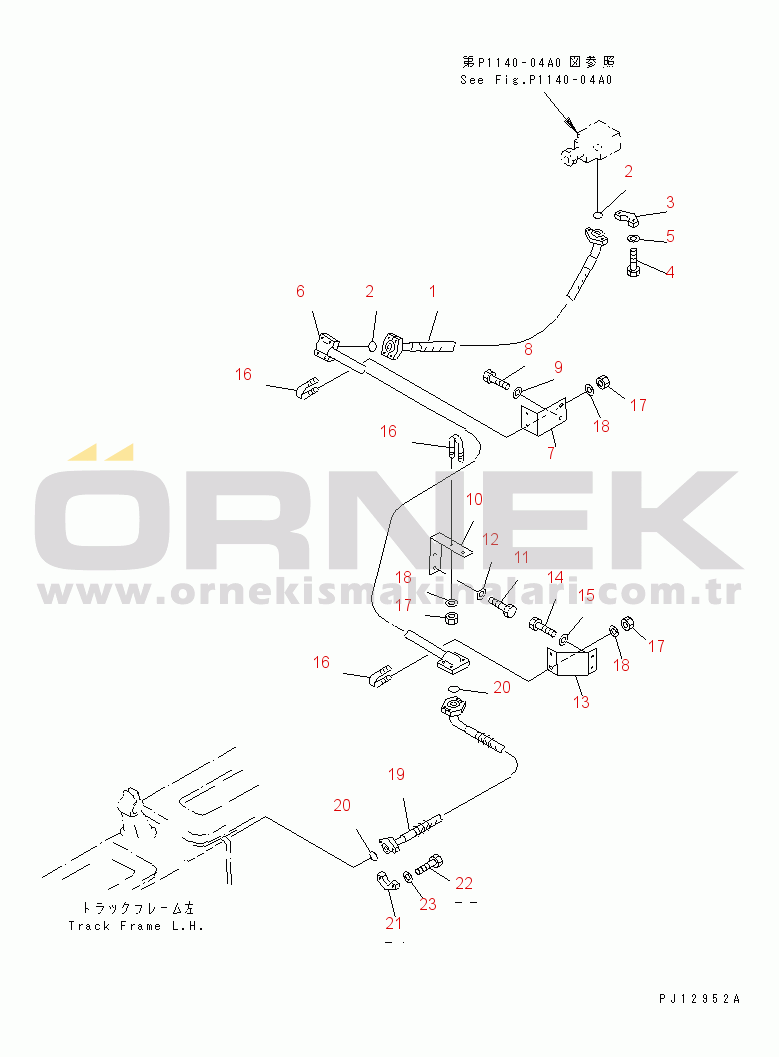 Komatsu PC1600-1-A S/N 10001-UP HIC PIPING (RELIEF VALVE TO HIC CYLINDER¤ L.H.)