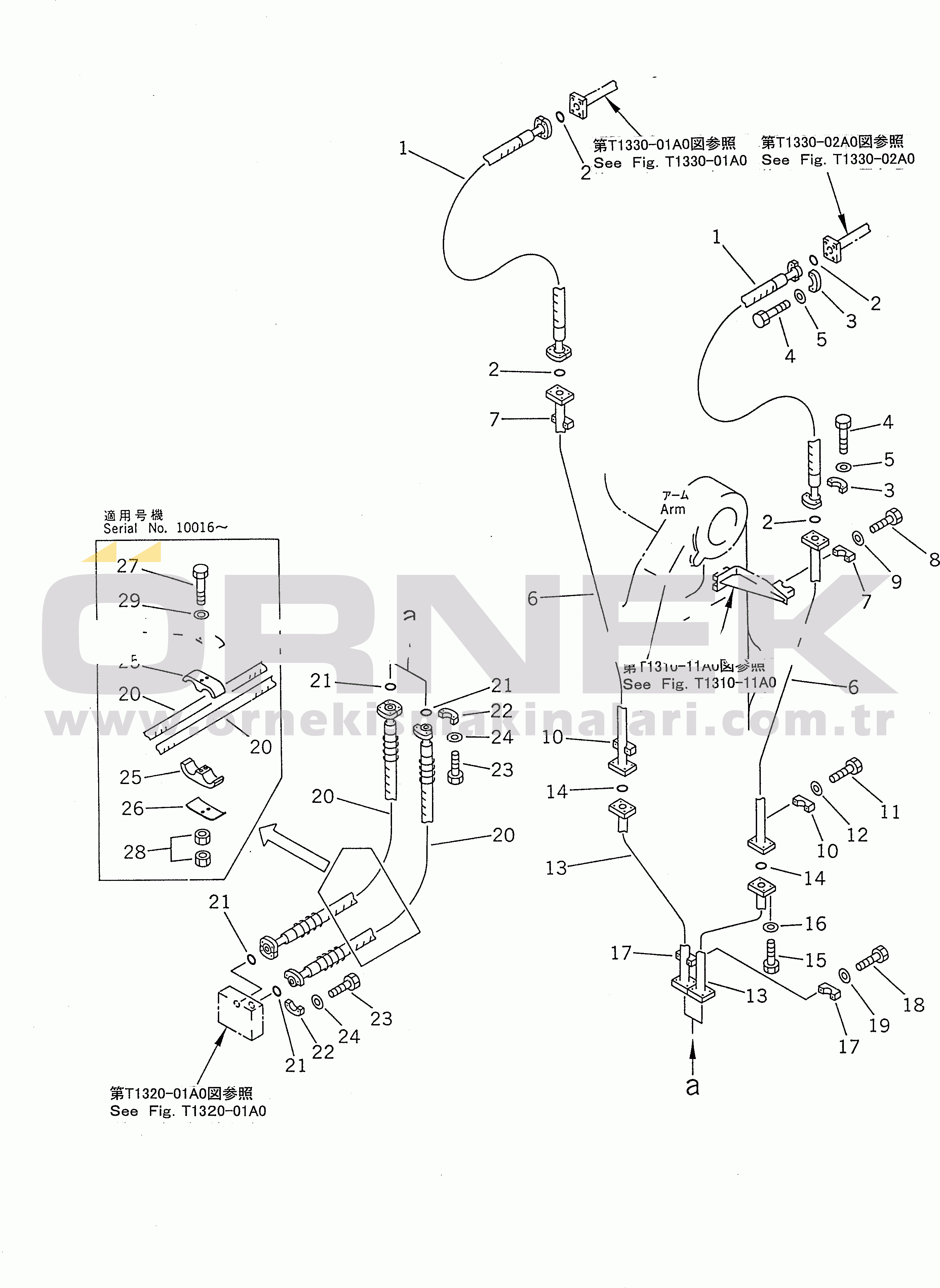Komatsu PC1600-1 S/N 10001-UP BOTTOM DUMP CYLINDER PIPING (ARM SIDE) (FOR LOADER)
