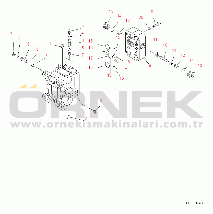 Komatsu PC160LC-7E0 S/N 20001-UP (Katman 3) PPC VALVE (FOR TRAVEL) (2/2)