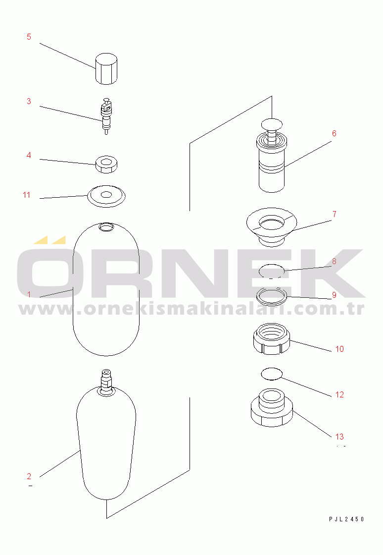 Komatsu PC160LC-7E0 S/N 20001-UP (Katman 3) ACCUMULATOR (AL300-1) (INNER PARTS)