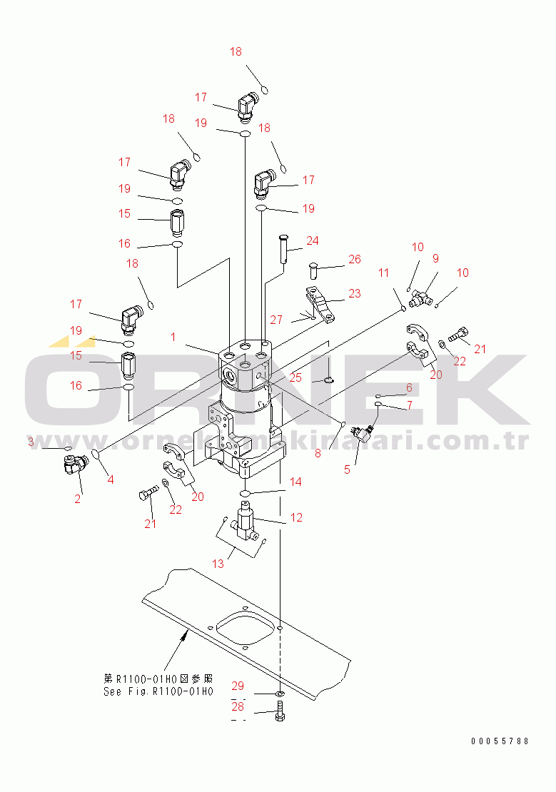 Komatsu PC160LC-7-E0 (KA SPEC.) S/N K45001-UP SWIVEL JOINT (CONNECTING PARTS)