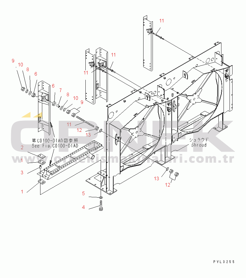 Komatsu PC1800-6 S/N 10001-UP COOLING (RADIATOR AND OIL COOLER MOUNT)(#10001-10001)