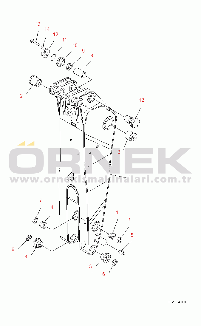 Komatsu PC1800-6 S/N 10001-UP ARM (3.9M) (ARM) (BACKHOE) (WITH AUTO GREASING) (FOR LINCOLN)(#10003-)