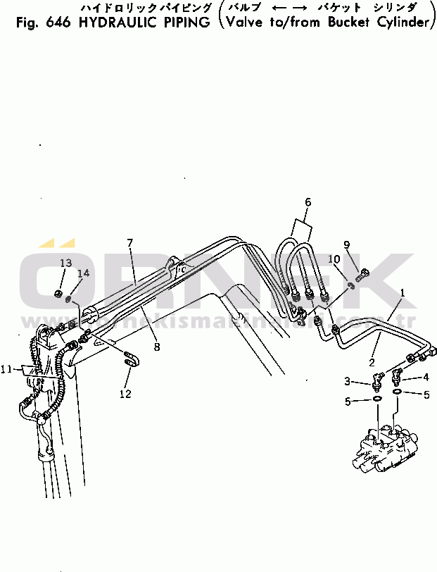 Komatsu PC20-3 S/N 14001-UP HYDRAULIC PIPING (VALVE TO / FROM BUCKET CYLINDER)