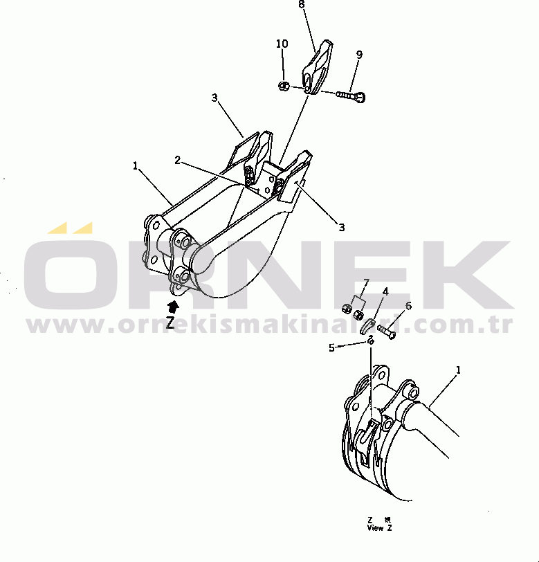 Komatsu PC20-6 S/N 24001-UP BUCKET 0.03M3 (MINI 0.06M3) WIDTH 250MM WITH HOOK (EXCEPT JAPAN)