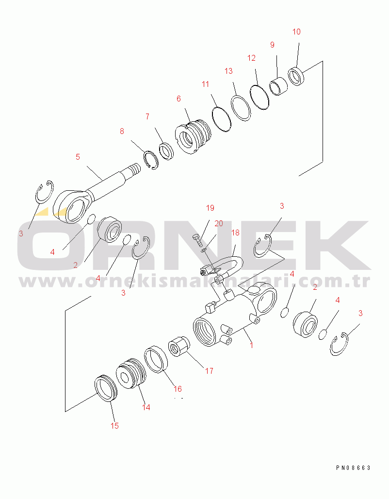 Komatsu PC20-6 S/N 24001-UP BLADE TILT CYLINDER (POWER TILT MECHANICAL ANGLE DOZER)(#26361-)