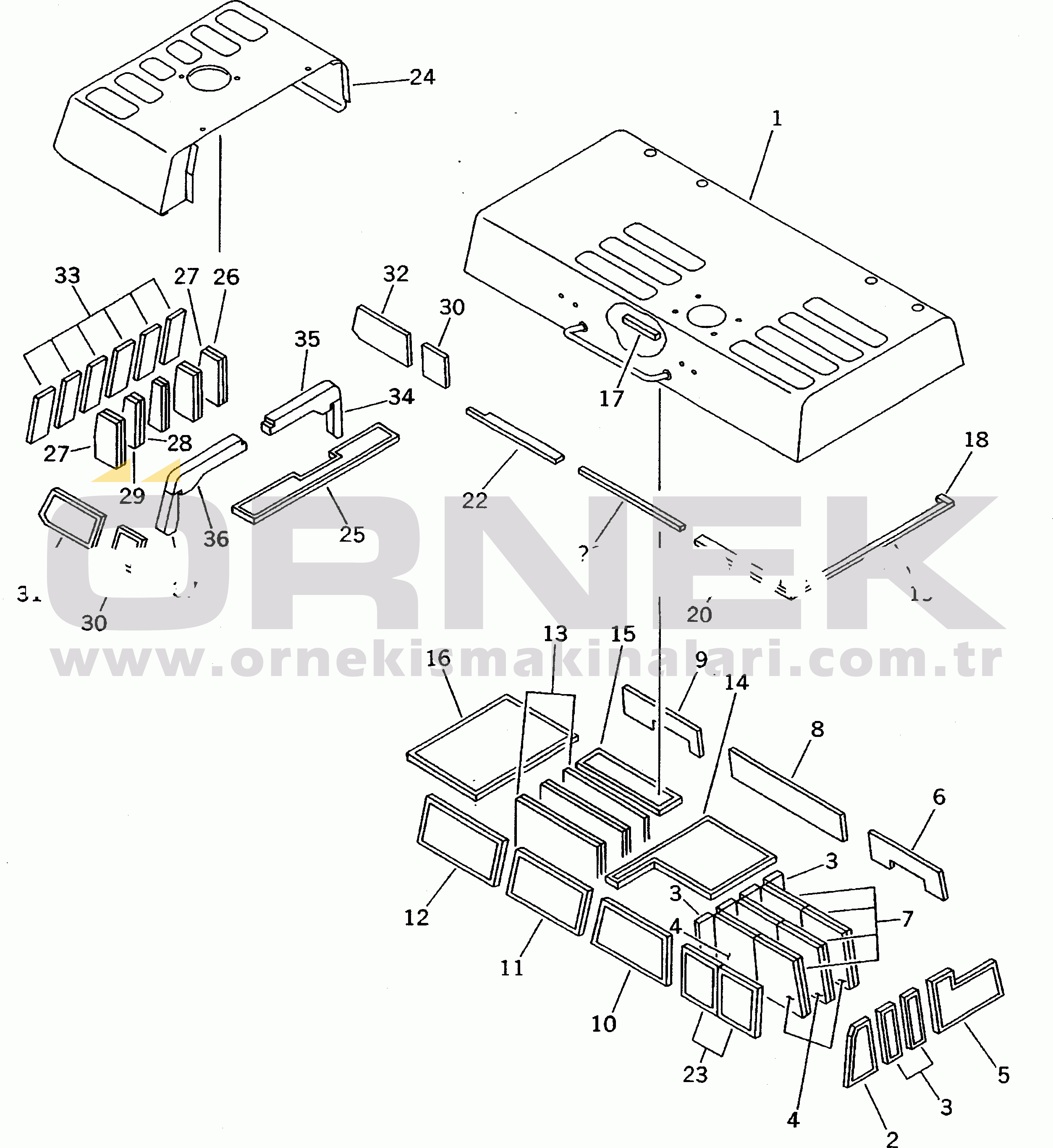 Komatsu PC200-5T S/N 58019-UP (Mighty Spec.) HOOD (COVER)