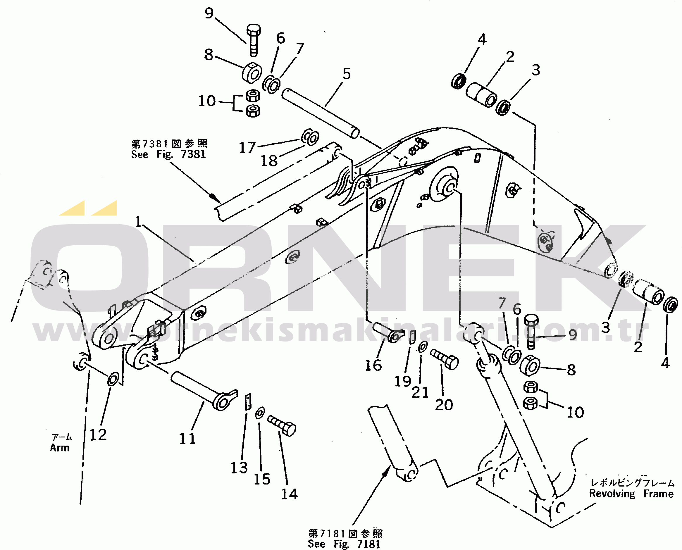 Komatsu PC200-5T S/N 58019-UP (Mighty Spec.) BOOM (FOR ADDITIONAL PIPING)