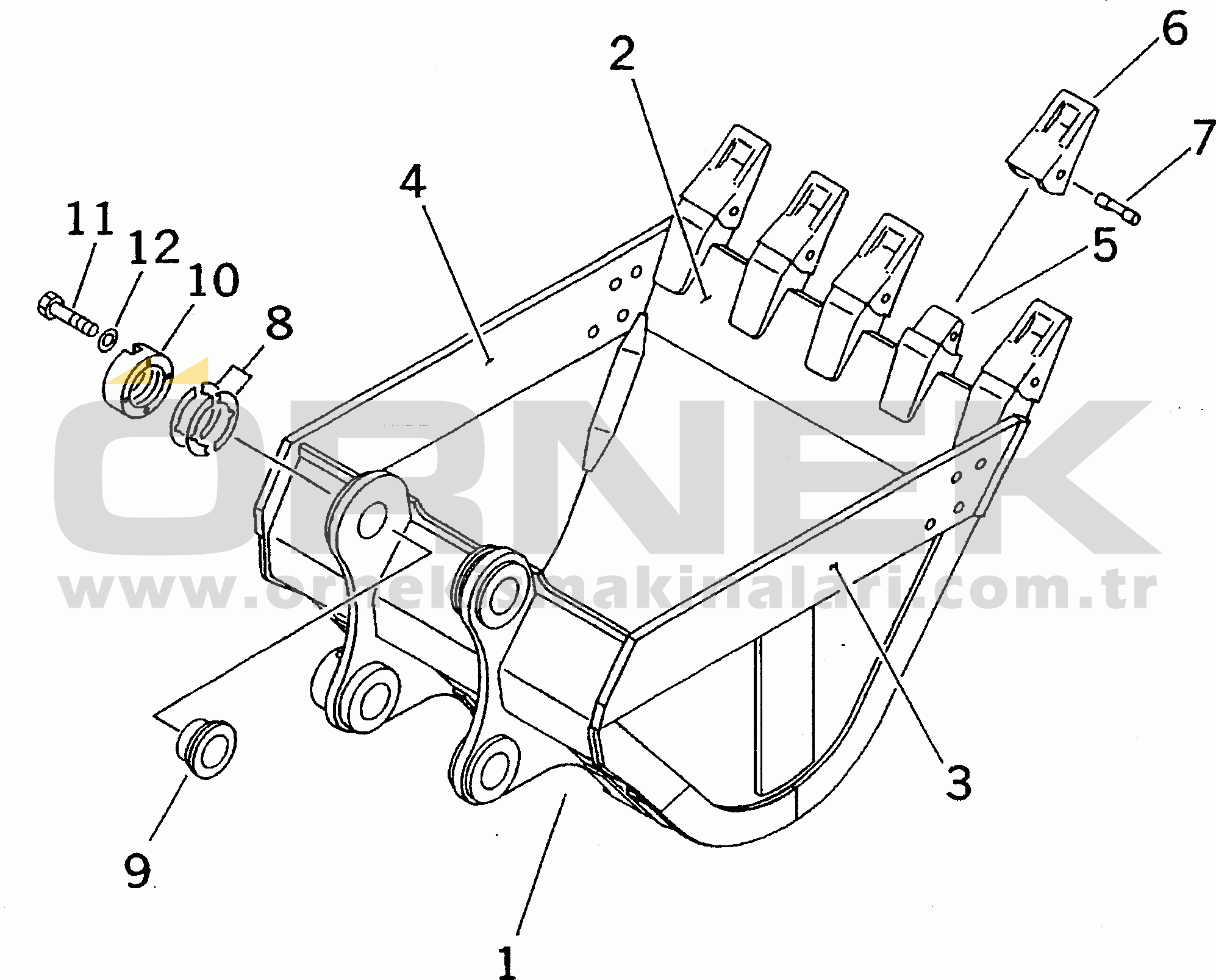 Komatsu PC200-5T S/N 58019-UP (Mighty Spec.) BUCKET 0.7M3¤ 1045MM (HEAVY DUTY)(#69158-)