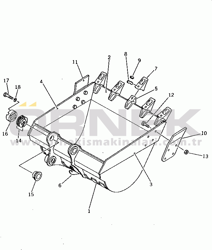 Komatsu PC200-3 S/N 20001-UP BUCKET¤ 0.8M3 WIDTH 1200MM¤ WITH HOOK (EXCEPT JAPAN)(#20001-33130)