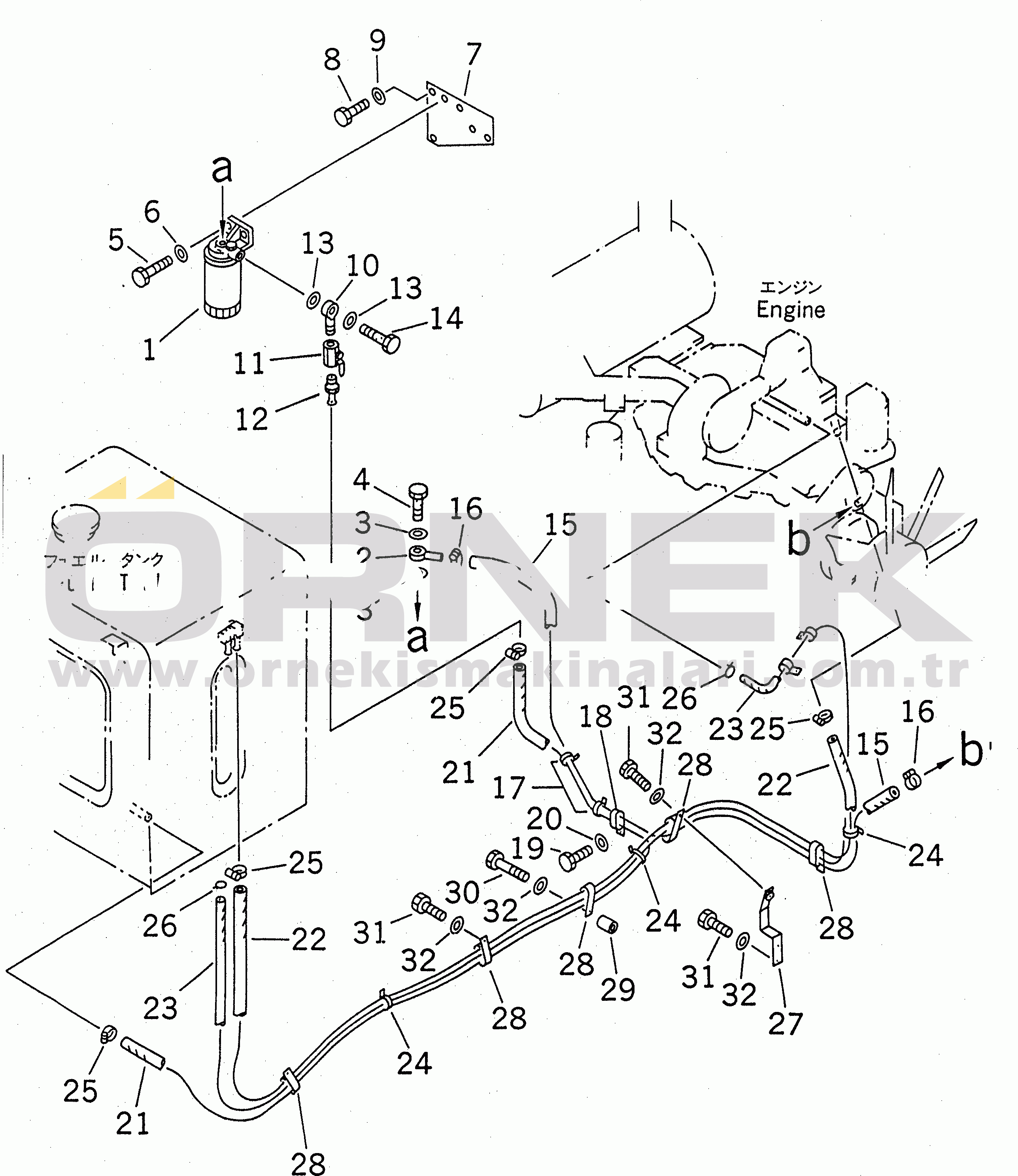 Komatsu PC200-6Z S/N 80001-UP (Custom Stan.) FUEL LINES (WITH PRE-FUEL FILTER)(#80001-96513)