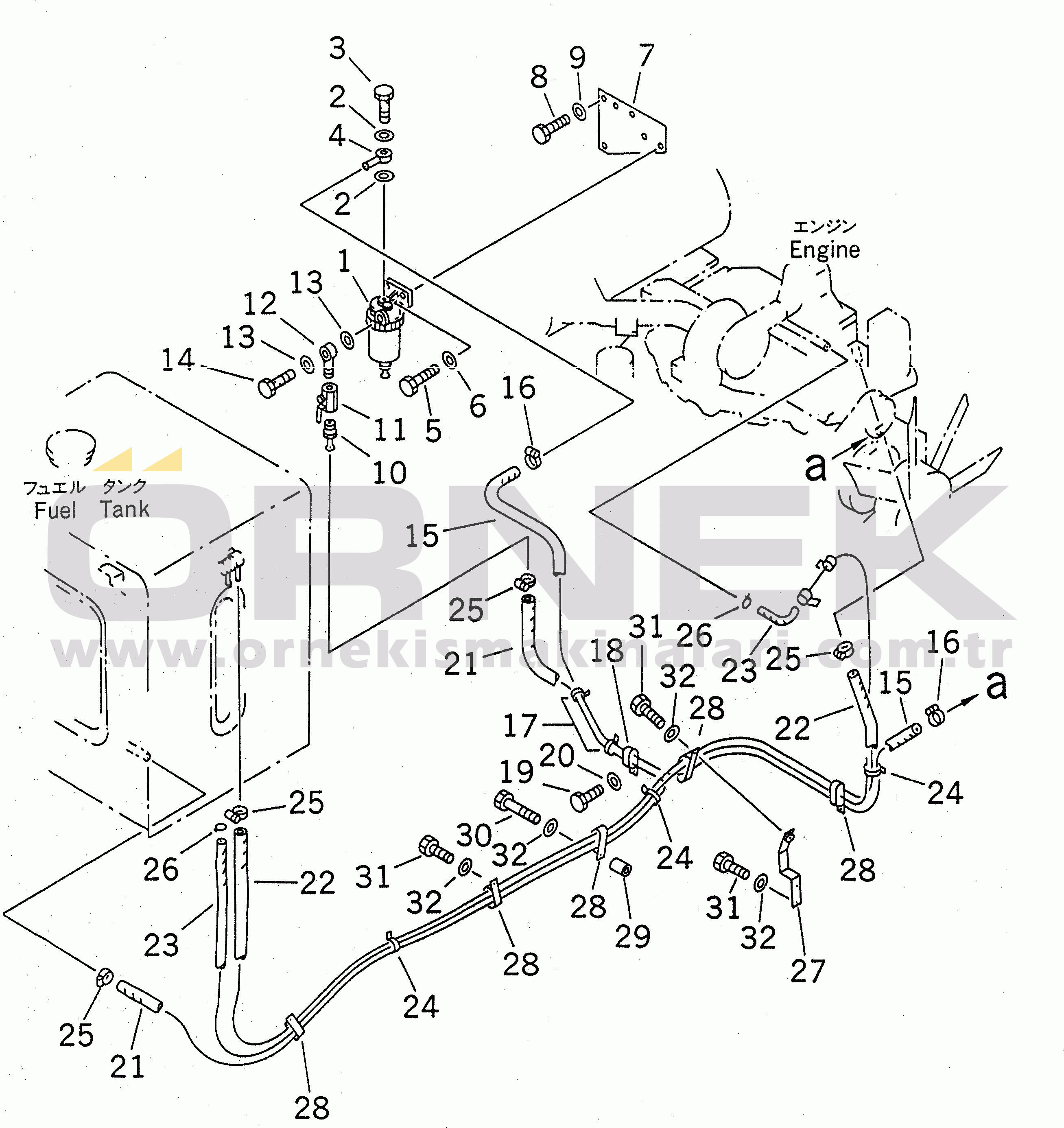 Komatsu PC200-6Z S/N 80001-UP (Custom Stan.) FUEL LINES (WITH WATER SEPARATOR)(#80001-96513)