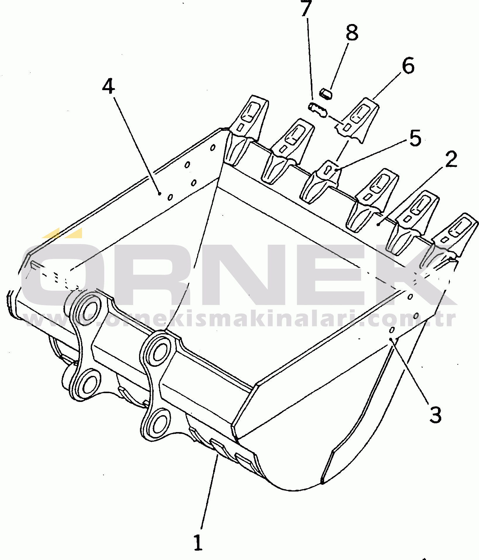 Komatsu PC200-5 S/N 45001-UP BUCKET 0.9M3¤ 1330MM (VERTICAL PIN TYPE)(#69158-)