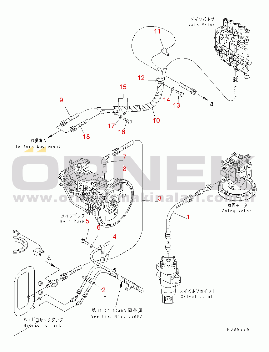 Komatsu PC200-6 S/N 80001-UP (Overseas Version) DRAIN LINE (2 PIECE BOOM)(#96514-)