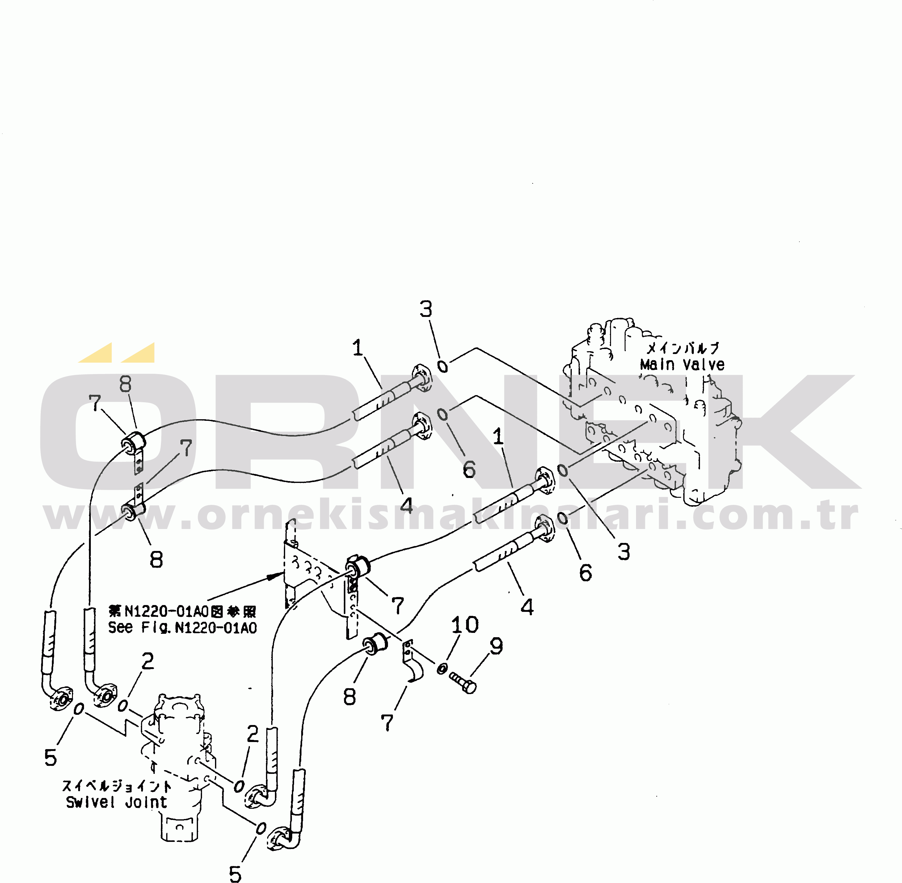 Komatsu PC200-6 S/N 80001-UP (Overseas Version) TRAVEL LINES