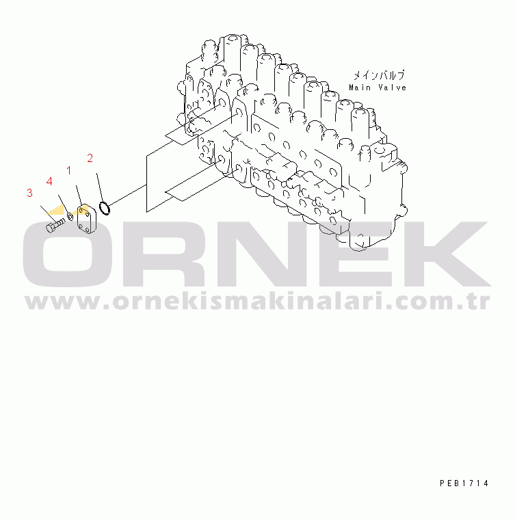 Komatsu PC200-6 S/N 80001-UP MAIN VALVE (VALVE TRAVEL LINE) (ROTATION ARM) (3 ACTUATOR)