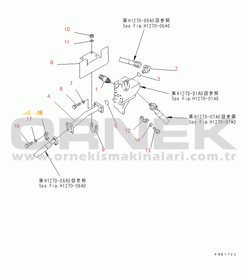 Komatsu PC200-6 S/N 80001-UP ATTACHMENT LINE (1 ACTUATOR) (CROSS VALVE¤ L.H.) (SAFETY VALVE)
