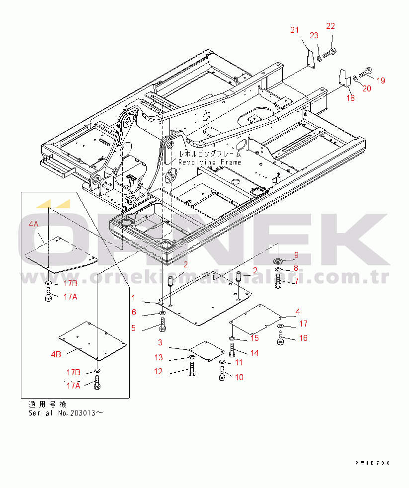 Komatsu PC200-7 S/N 200001-UP (Yurtdışı Versiyonu) UNDER COVER (REVOLVING FRAME) (ENGINE ROOM)