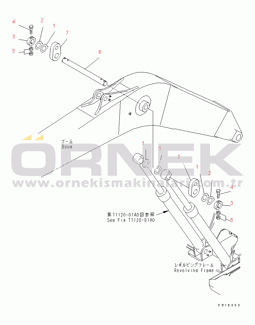 Komatsu PC200-7 S/N 200001-UP (Yurtdışı Versiyonu) BOOM PIN (SLING)