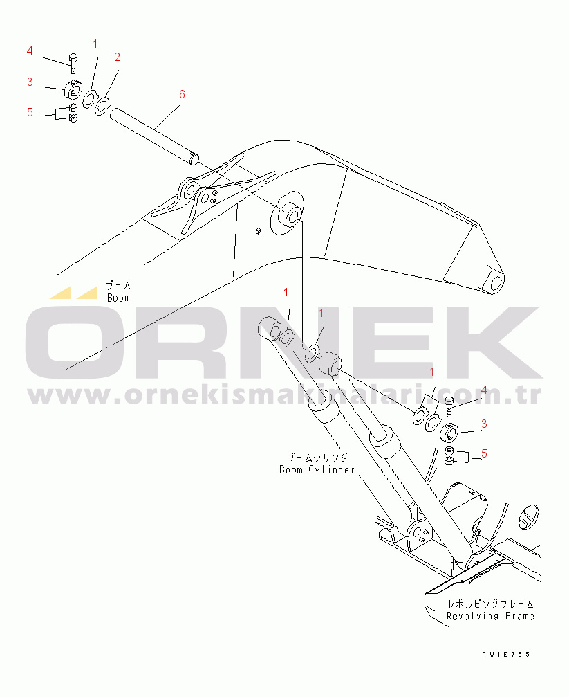 Komatsu PC200-7 S/N 200001-UP (Yurtdışı Versiyonu) BOOM PIN (100 HOURS LUBRICATING)